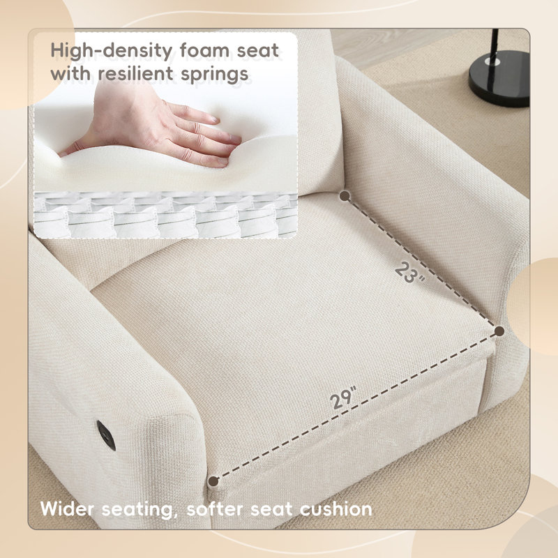 Chaise d'appoint moderne rembourrée avec port USB - canapé simple pour le salon et la chambre à coucher