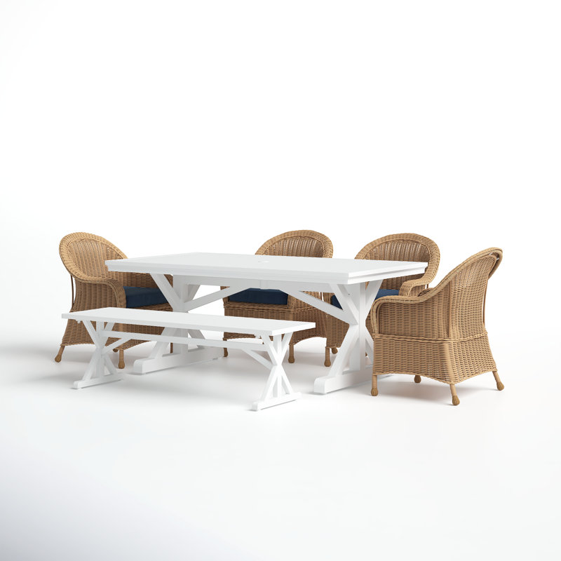 Ceridwen 6 - Person Patio Dining Set with Rectangular Table , Cushions Included