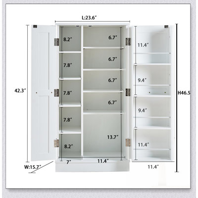 Freestanding Kitchen Pantry Cabinet With Adjustable Shelves And Doors, Ideal For Small Spaces And Organized Storage