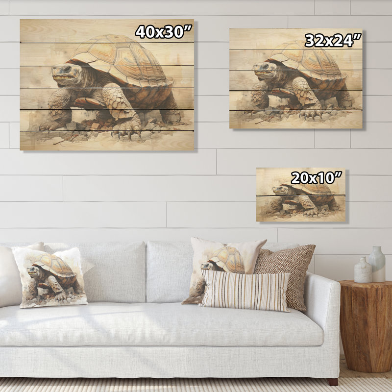 Minimalisme, tortue I - art mural panneau de bois de tortue sur bois de pin naturel, H 24 po x l 32 po