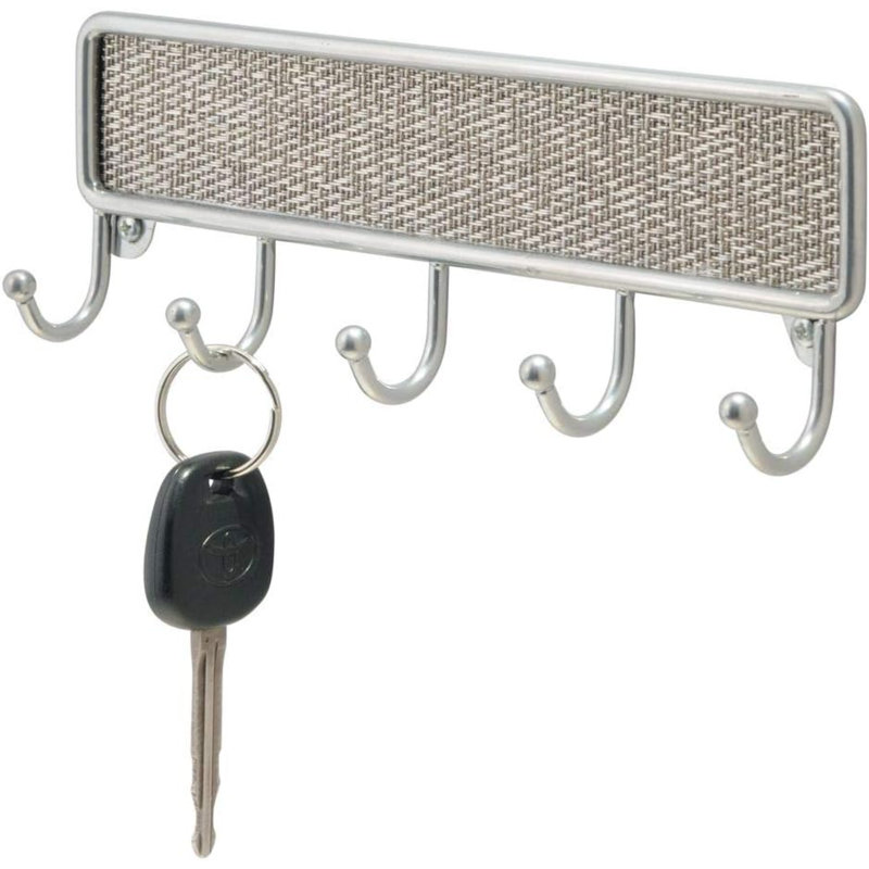 Siegert Plastic Wall Organizer with Key Hooks, Silver