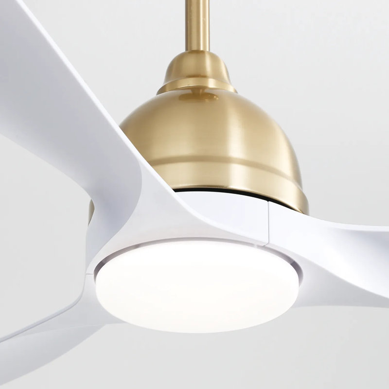 Whisper 54" 3-ABS Blade Modern Smart Ceiling Fan with LED Lights and Remote, Brushed Gold