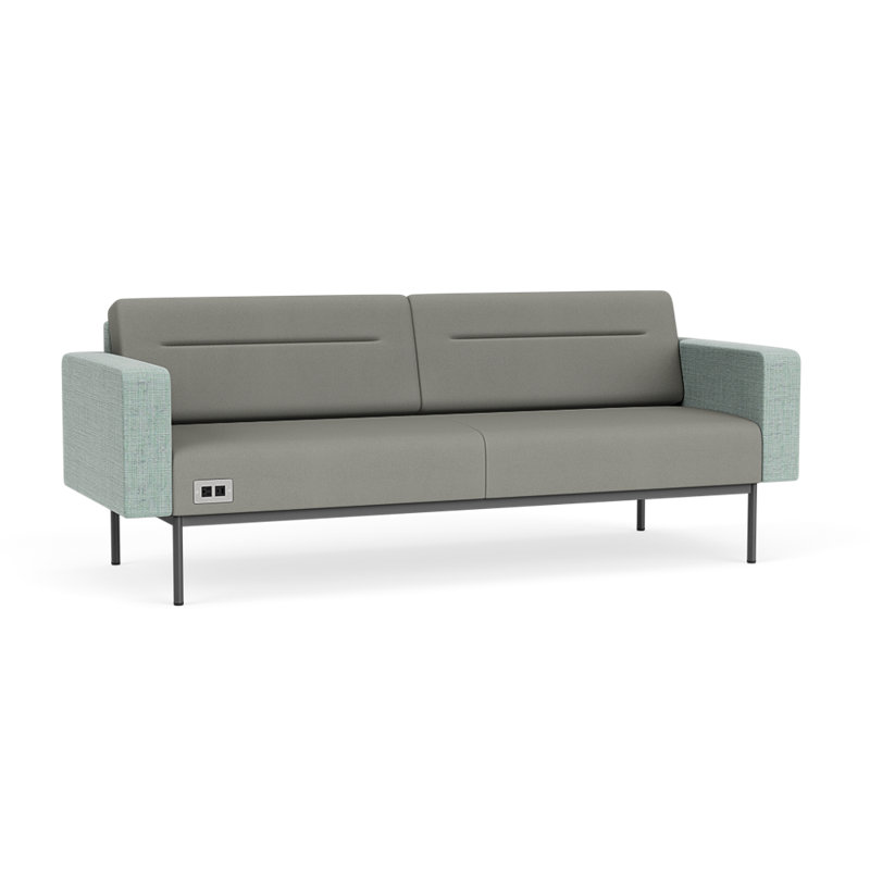 Canapé de réception Darsey, Avec alimentation, Gris anthracite, Colombe Patriot Plus; écume de mer Chambray