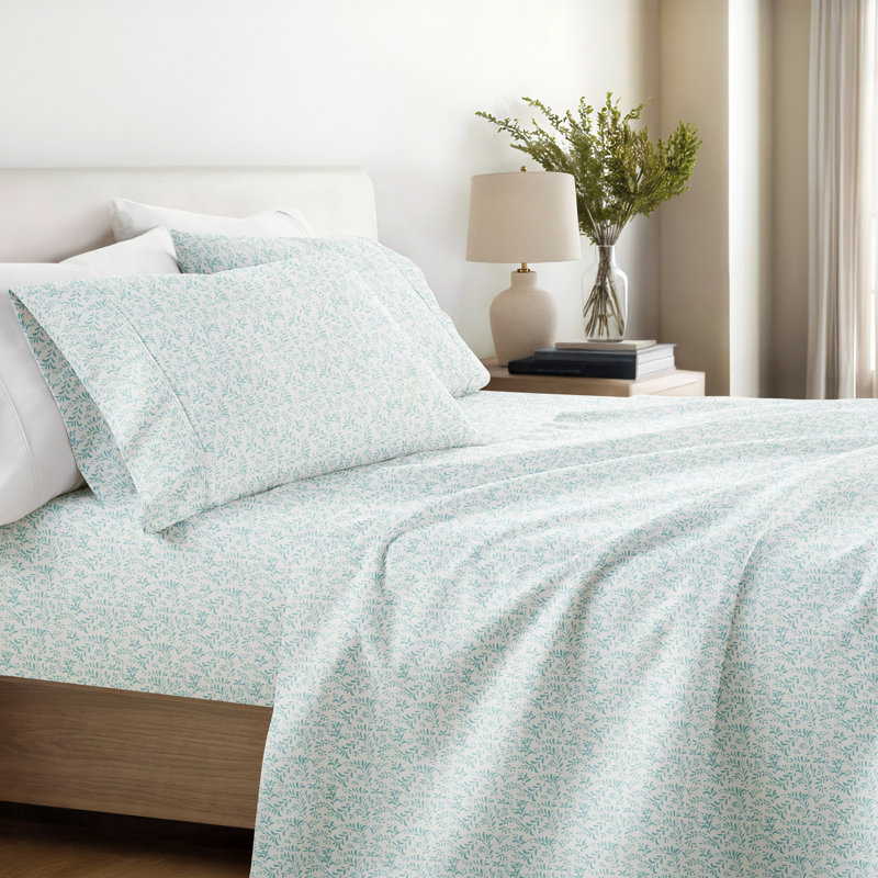 Ensemble de draps en microfibre à motif Simply Soft™, Éclat de vignes bleu clair , Grand