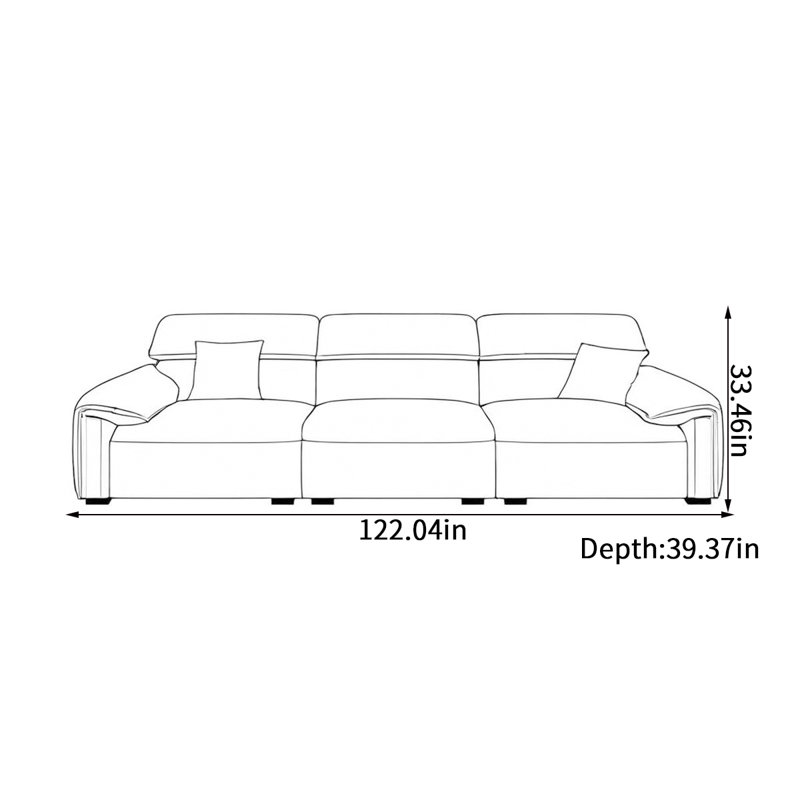 Canapé italien simple en ligne, H 33,46 po x l 122,04 po x P 39,37 po