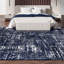Tapis bleu marine / argent / blanc en laine noué à la main-73813092