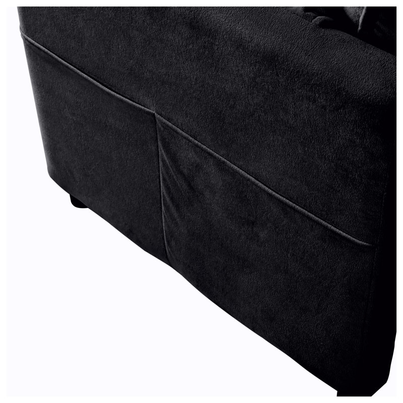 Canapé modulaire à assise profonde en chenille moderne avec repose-pieds - canapé en forme de L noir pour salon et appartement