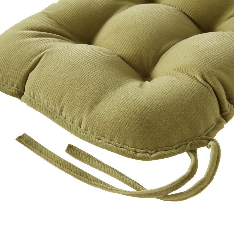 Coussin de siège d'intérieur réversible en velours côtelé, Set of 2, Olive