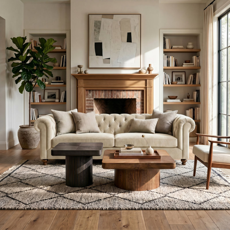 Ensemble de tables basses gigognes Modern Wood, Black;Dark Walnut