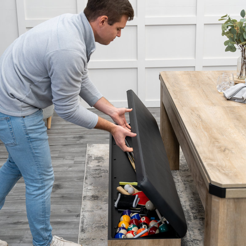 American Legend 7' Hampton 3-in-1 Combination Table Includes Billiards, Table Tennis, and Dining Table with Dual Storage Bench Seating