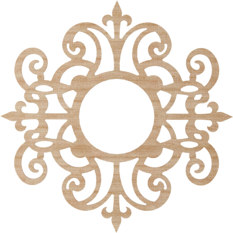 Médaillon de plafond en bois Dijon, Aulne, H 40 po x l 40 po x P 0,25 po