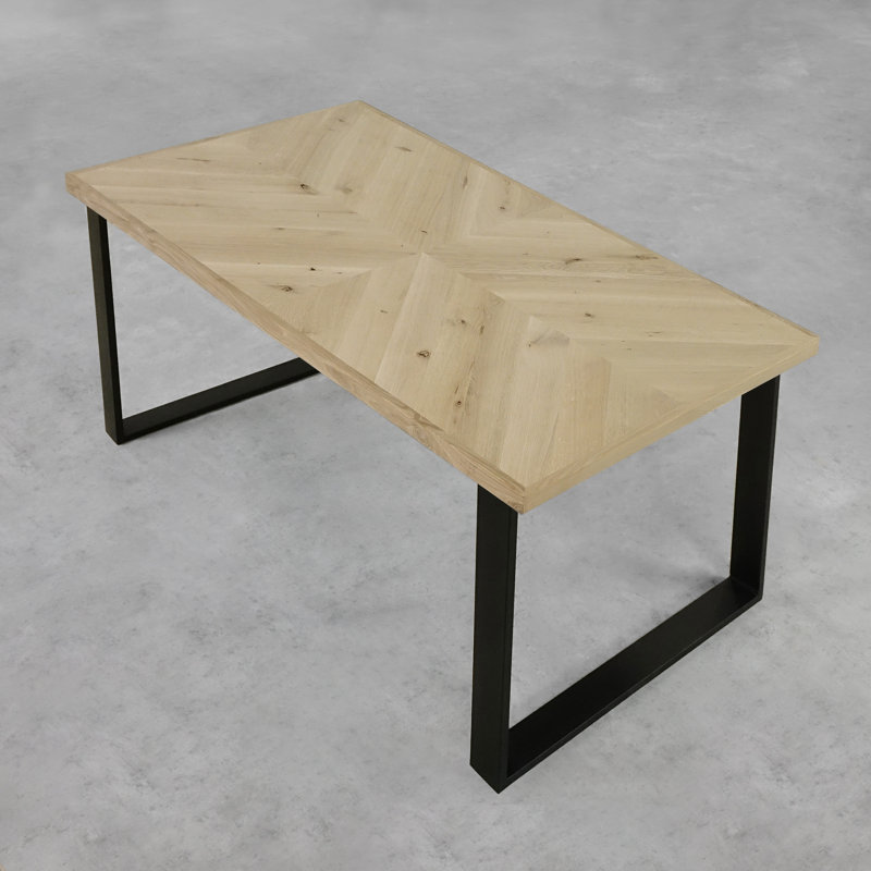 Tyree Oak Metal Base Dining Table, Oak, H75 x L180 x W90cm