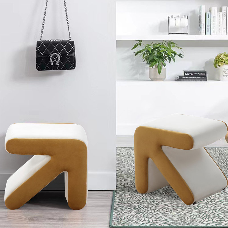 Velvet Ottoman, Gold Velvet