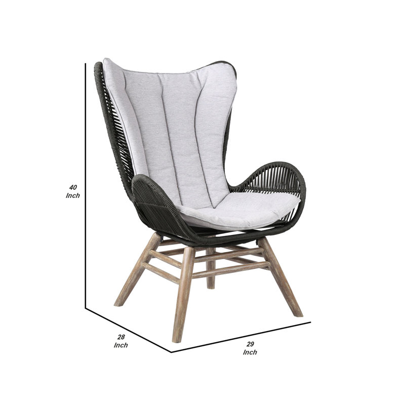 Adagio Tall Wing-back Patio Chair with Cushions, Gray
