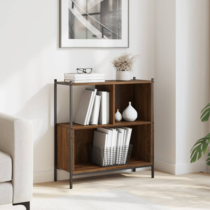 77.5cm H x 72cm W Steel Standard Bookcase, Brown Oak
