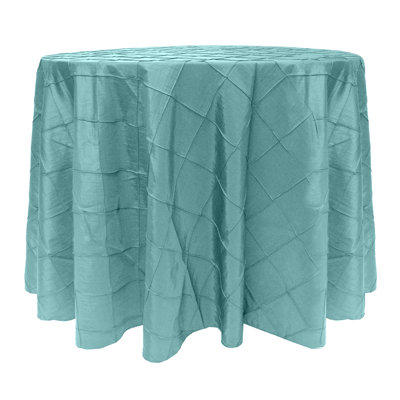 Ultimate Textile -5 Pack- Embroidered Pintuck Taffeta 126-Inch Round Tablecloth Turquoise Blue