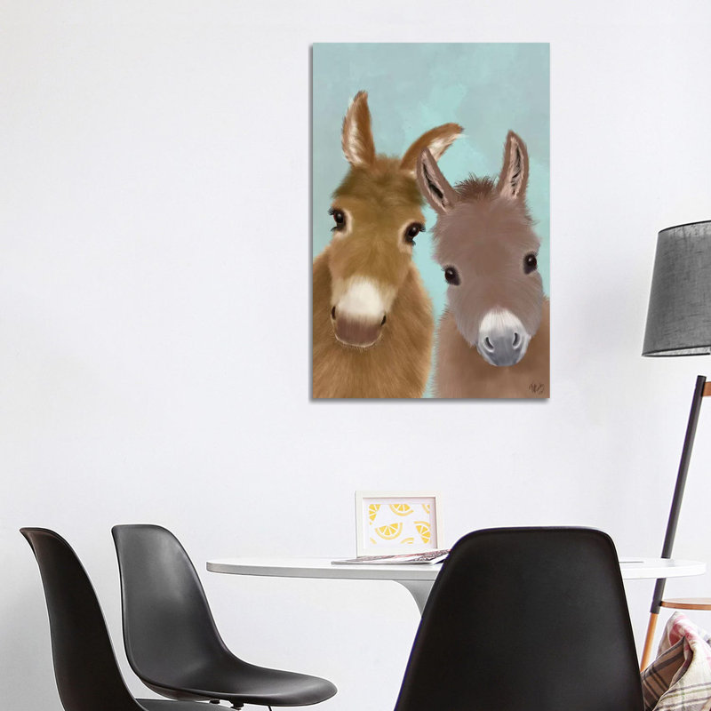 Donkey Duo, Looking At You by Fab Funky - Wrapped Canvas Print, 101.6 cm H x 66.04 cm W x 3.175 cm D