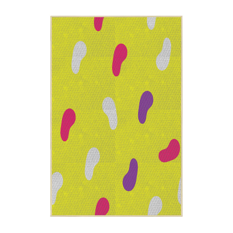 Tapis jaune tissé à la machine, Rectangle 3 pi x 5 pi