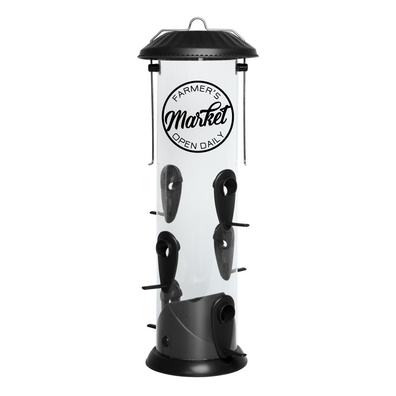 Nature's Way Farmhouse Plastic Easy Clean Tube Bird Feeder 2.8 QT, Black