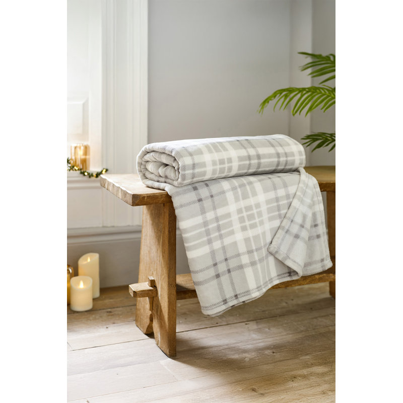 Deyongs 1846 Snuggle Soft Check Fleece Throw, Grey