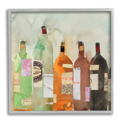" Collaged Wine Champagne Bottles Vintage Style " by Samuel Dixon