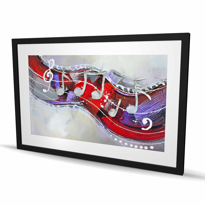 Symphonie - décor contemporain mat encadré d'instruments, H 24 po x l 36 po, Noir