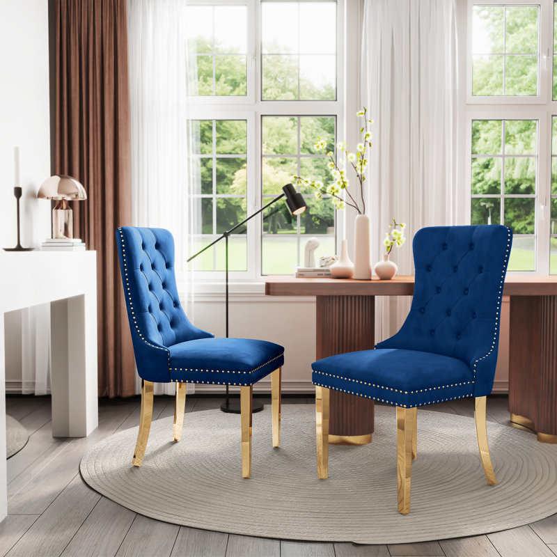 Chaise Parsons, Doré, Bleu