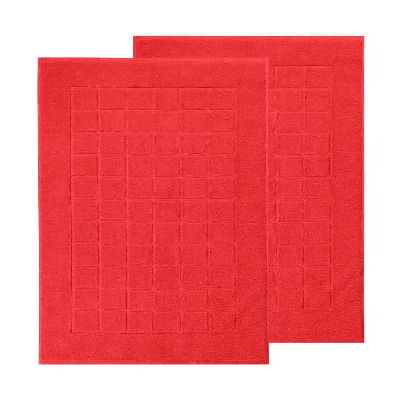 Tapis de bain réversible 100% coton épais et absorbant, Rouge