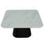 Table basse carrée de style contemporain avec plateau en faux marbre et base en tambour