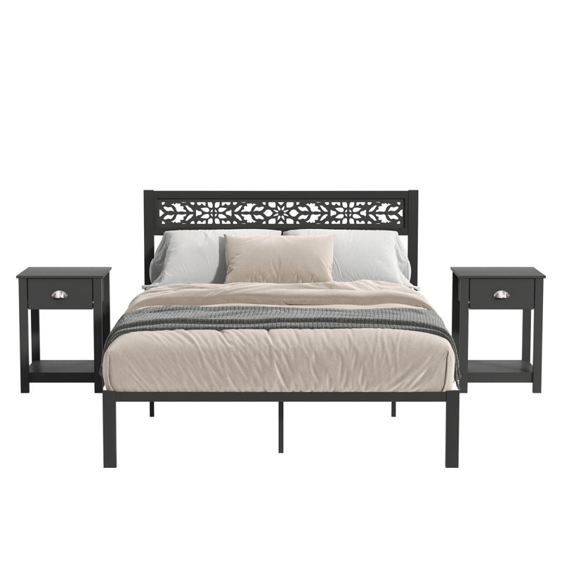 3 - Pieces Full / Double Bedroom Set in Black