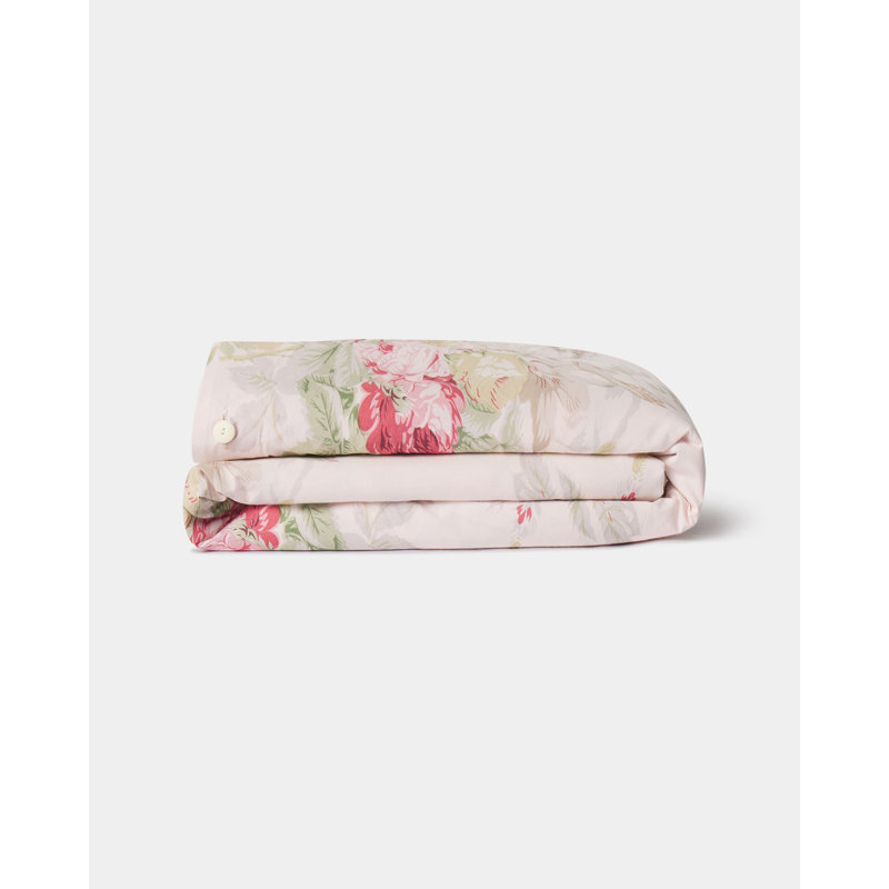 Shore Rose Floral Cotton Duvet Cover, Twin Duvet Cover, Pink Floral