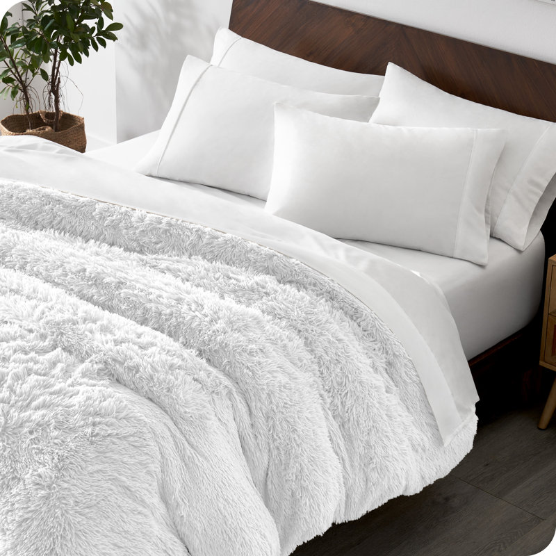 White Shaggy Faux Fur Twin/Twin XL Duvet Cover