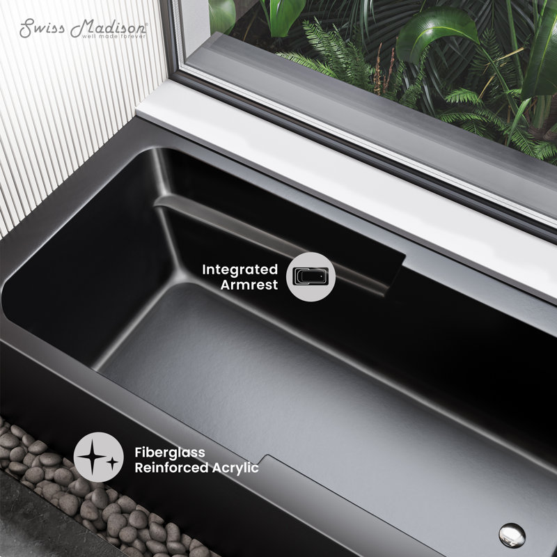Voltaire 60" x 30" Alcove Bathtub with Apron, Right, Matte Black
