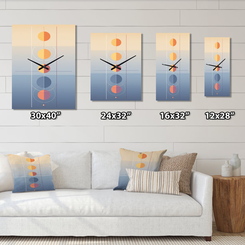 Horloge murale géométrique surdimensionnée Moon Fases, H 32 po x l 24 po x P 1 po