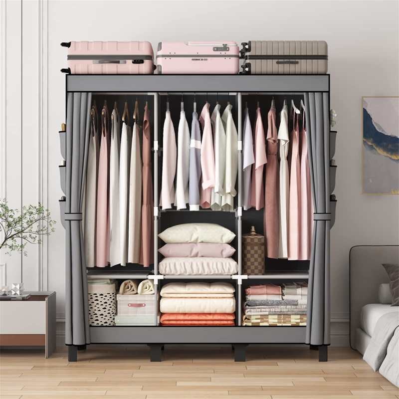URBNLIVING Metal Wardrobe, Grey