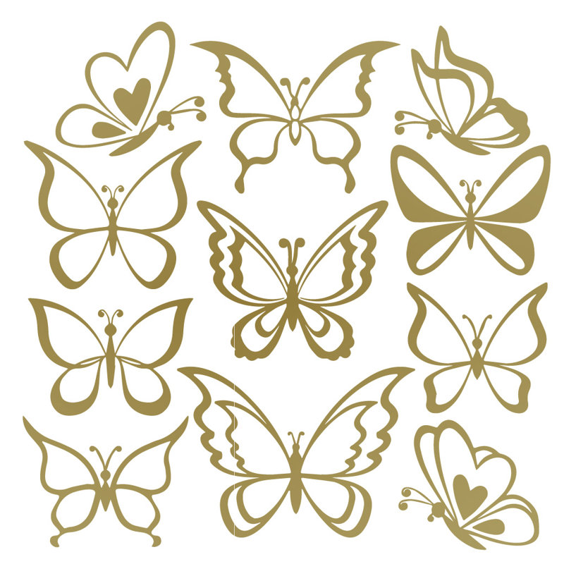 Adhésif décoratif papillon, Or, H 55 po x l 58 po x P 0,01 po