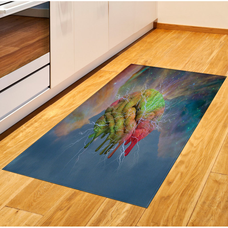 Psychedelic Fantasy High Density Long Fiber Poly Threads Decorative Area Rug Carpet, Rectangle 2'7" x 5'