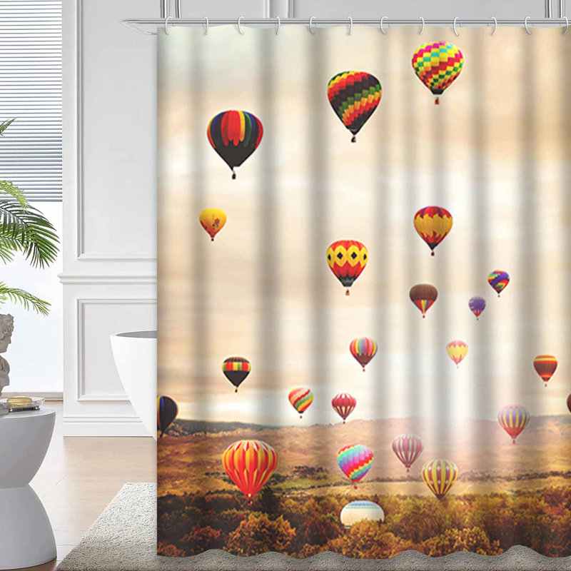 Montgolfières au lever du soleil rétro rétro avec 12 crochets, L 72 po x l 78 po