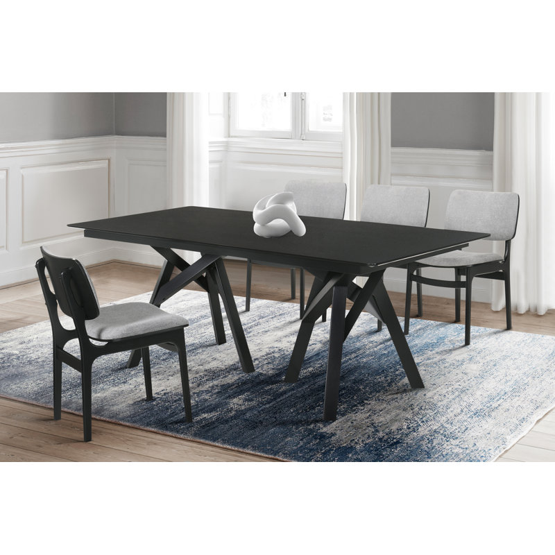 Schott 4 - Person Double Pedestal Dining Set, Black