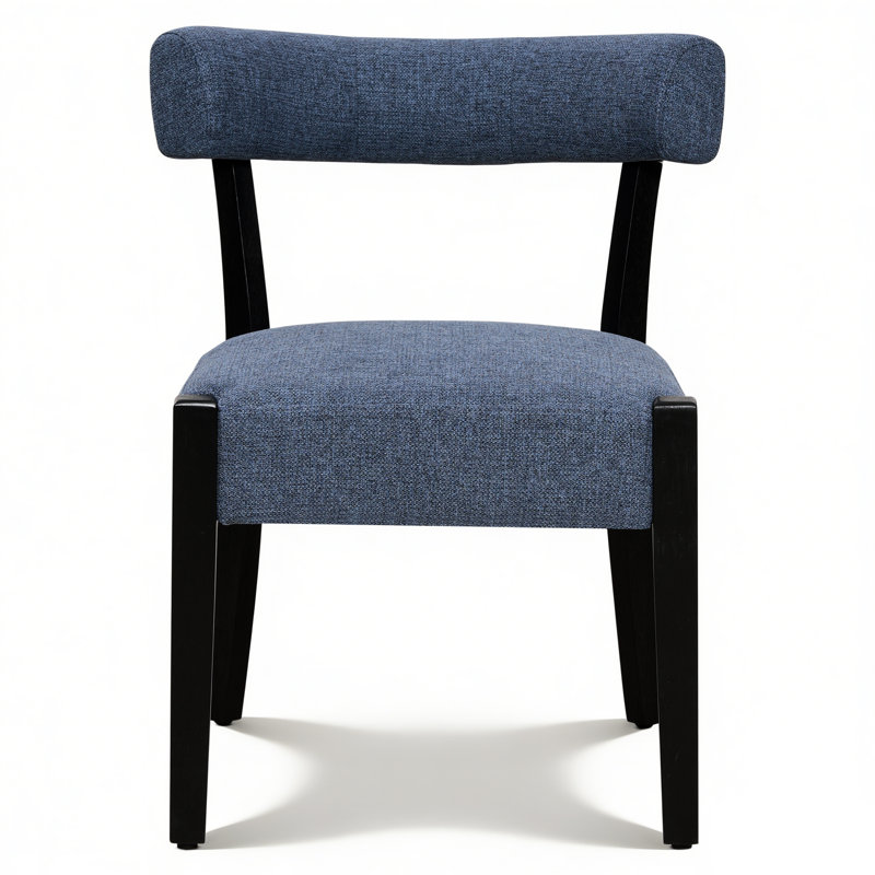 Chaises de salle à manger rembourrées Cindina, 6 pièces, Lin bleu / noir