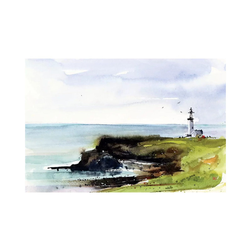 Newport Lighthouse by Dean Crouser - Wrapped Canvas Painting, 20.32 cm H x 30.48 cm W