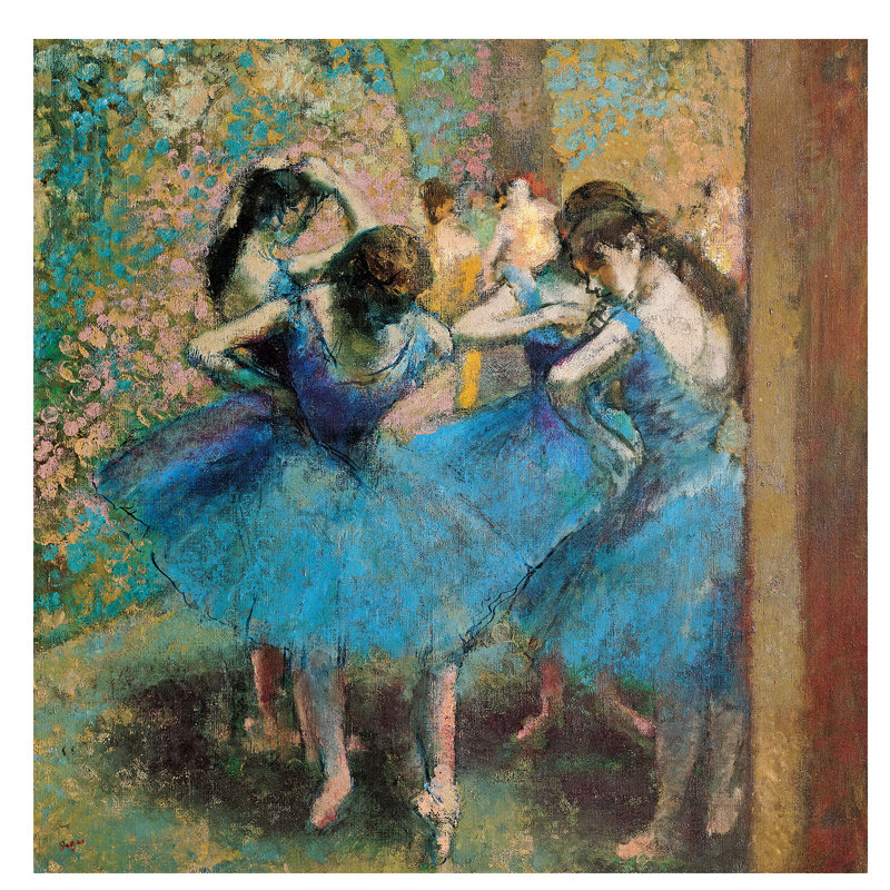 Dancers In Blue, 1890 by Edgar Degas - Floater Frame Painting on Canvas, 45.72 cm H x 45.72 cm W x 1.91 cm D, No Frame