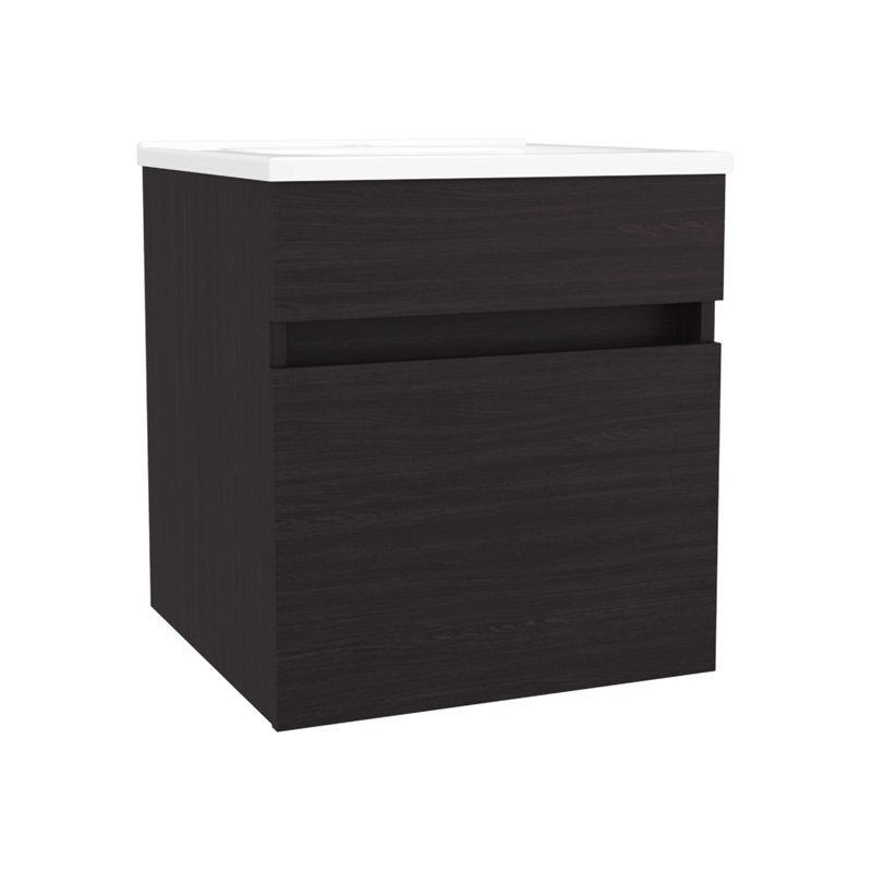 Ensemble de meuble-lavabo flottant mural, porte simple, lavabo intégré Finish Modern