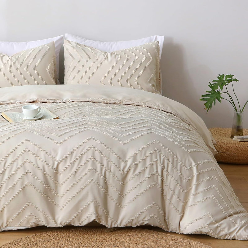 Microfiber Chequered Duvet Cover Set, Single, Taupe