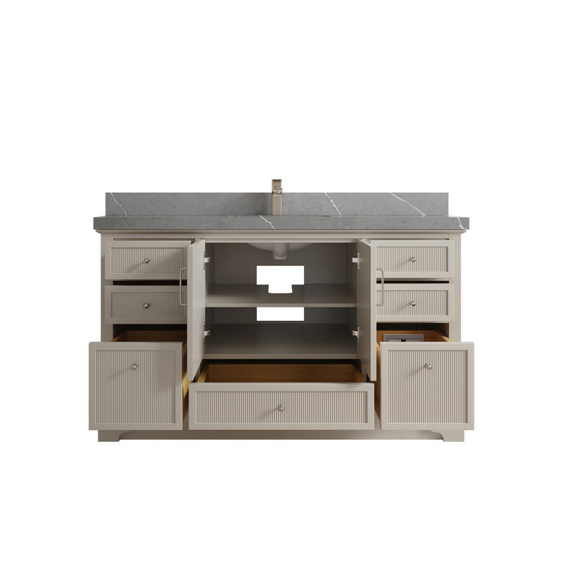 Meuble-lavabo simple avec plateau Alys 60, Gris Piatra