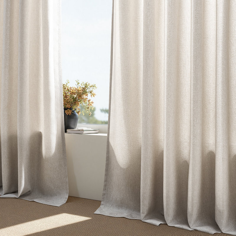 Rideau à plis pincés, rideau semi-diaphane avec crochets et anneaux, Gruau, L 40 po x L 96 po
