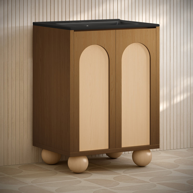 Ensemble de meuble-lavabo autoportant 24 po Plaisir II, Noir, noir, noir, noir, Chêne brun