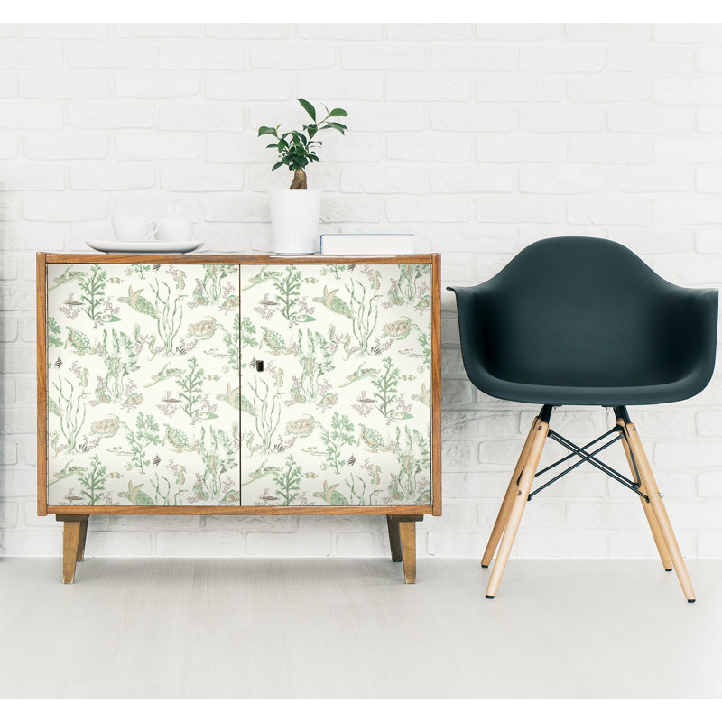 Garparilla Vinyl Peel & Stick Wallpaper Double Roll, Jade/Sandstone