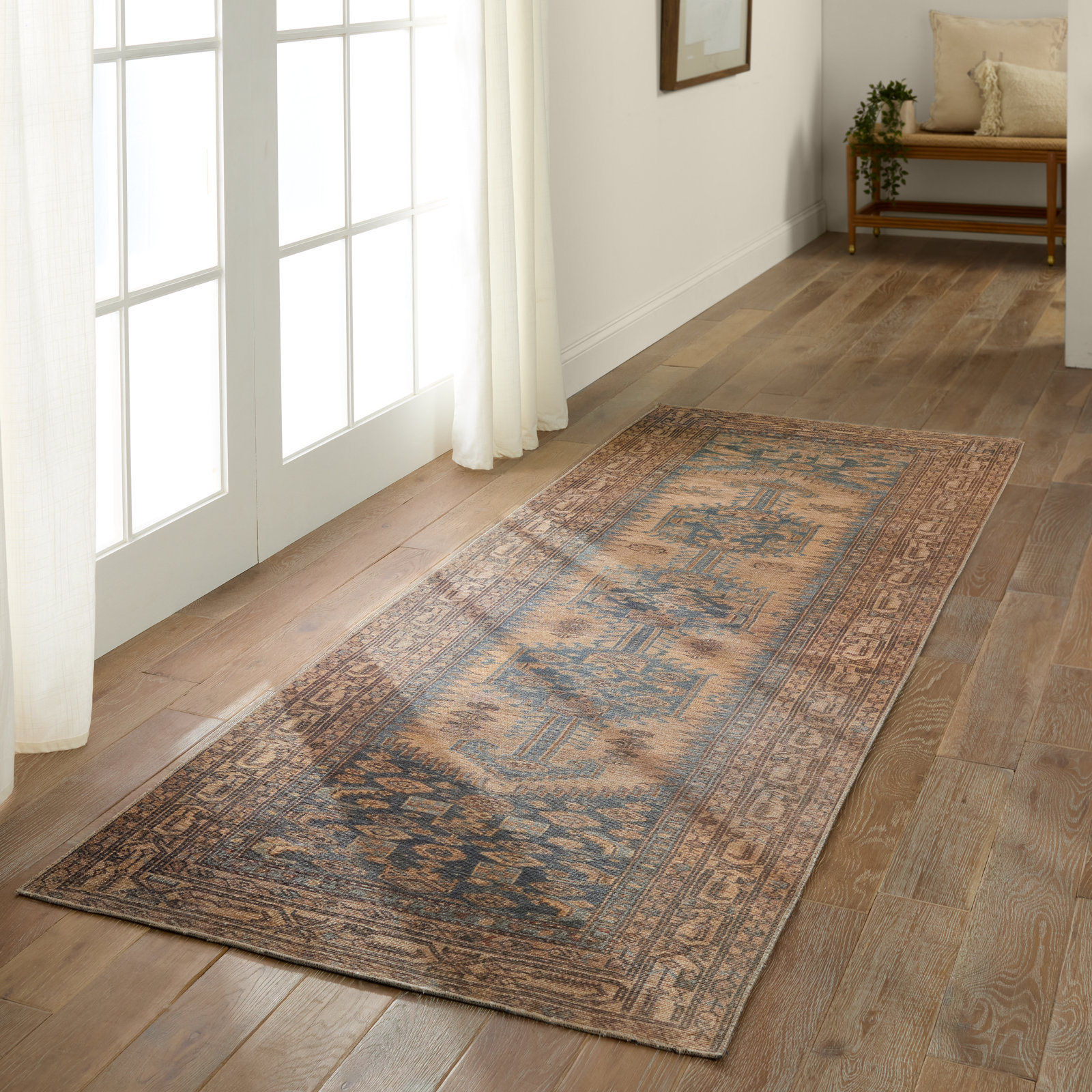 Blue/Brown/Tan Rug, Rectangle 4' x 6'