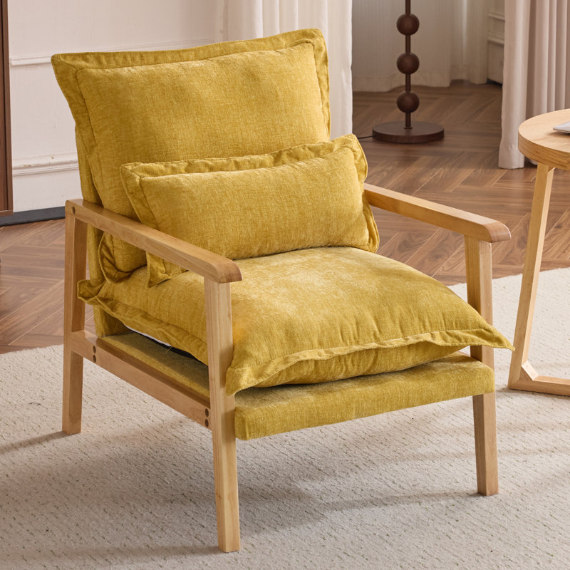 Chaise avec accoudoirs Masson Chenille, Chenille jaune